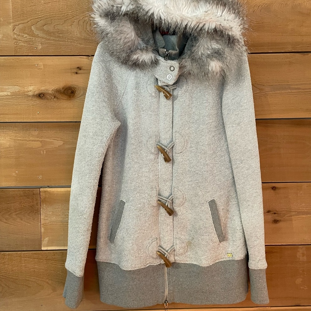 Armani Exchange faux fur hooded shacket.